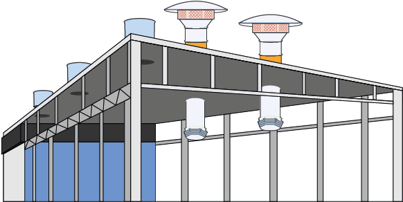 ilustração ventilação industrial para construção civil